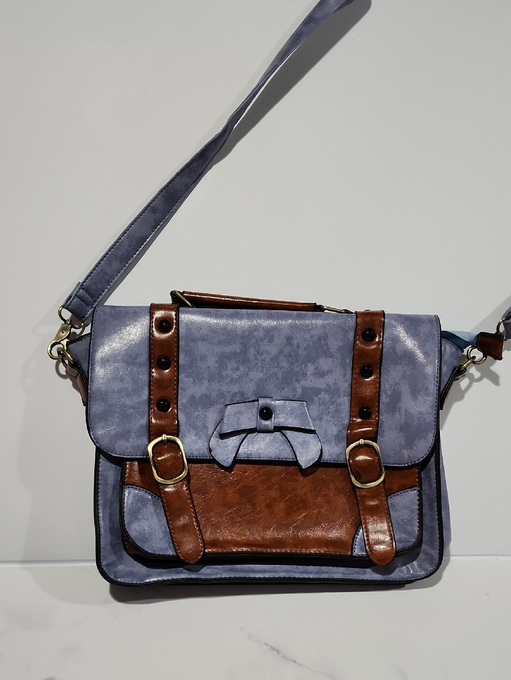 Ecosusi Vintage   Brown & Purple Messenger Bag